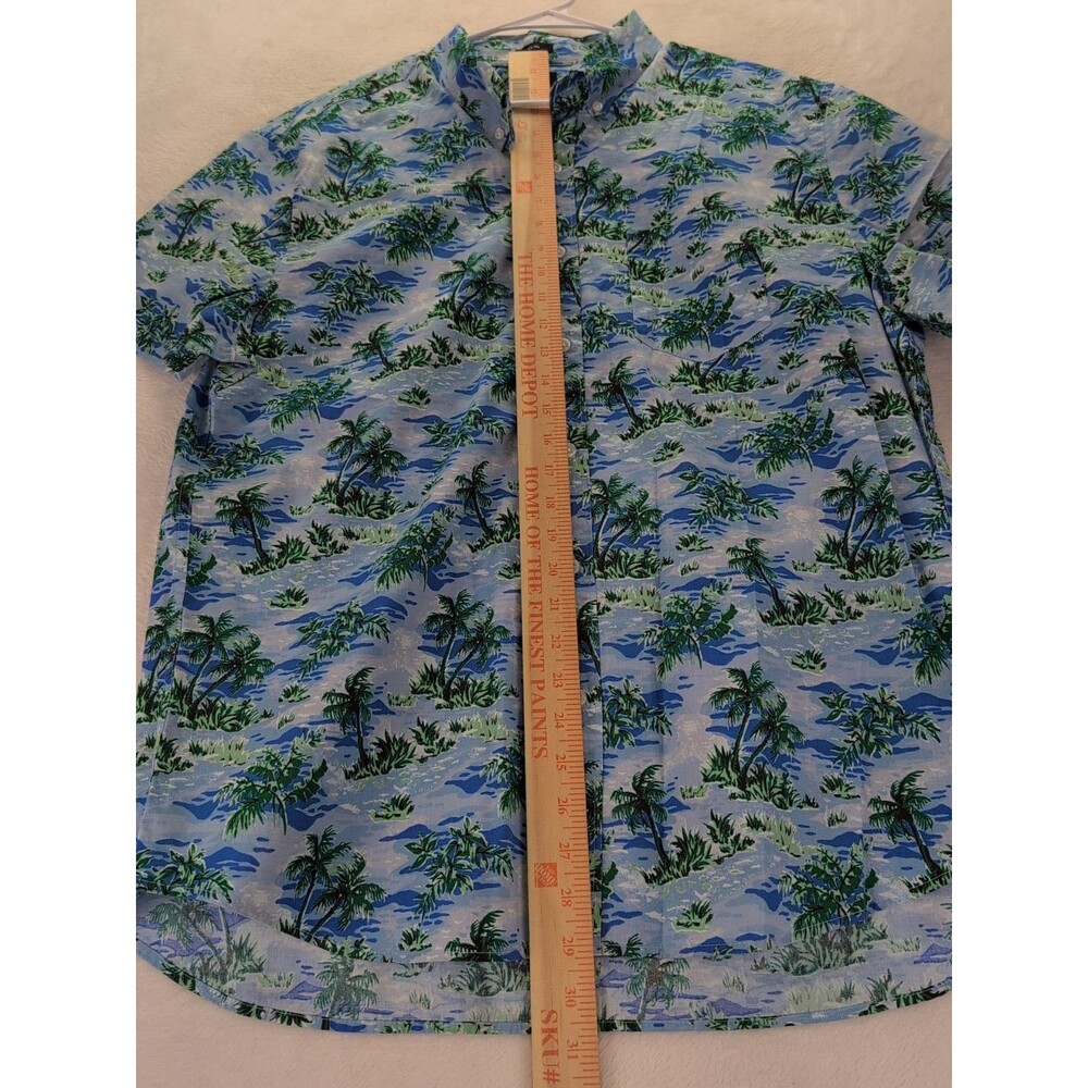 J.Crew Flex Washed Slim Hawaiian Palm Trees Button Down Short Sleeve Shirt XL - Picture 5 of 13